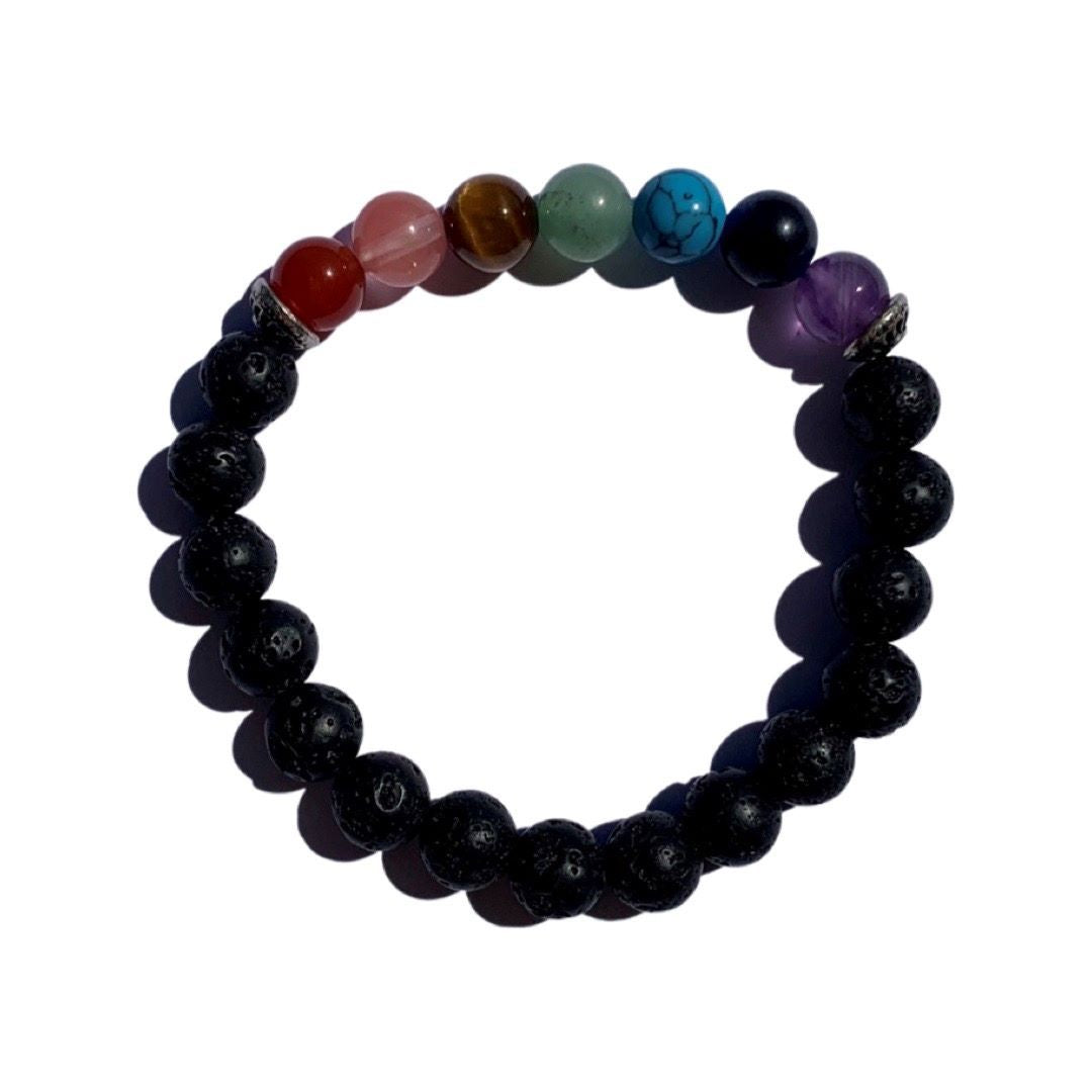 Chakra Stones Bracelet in 8mm Lava