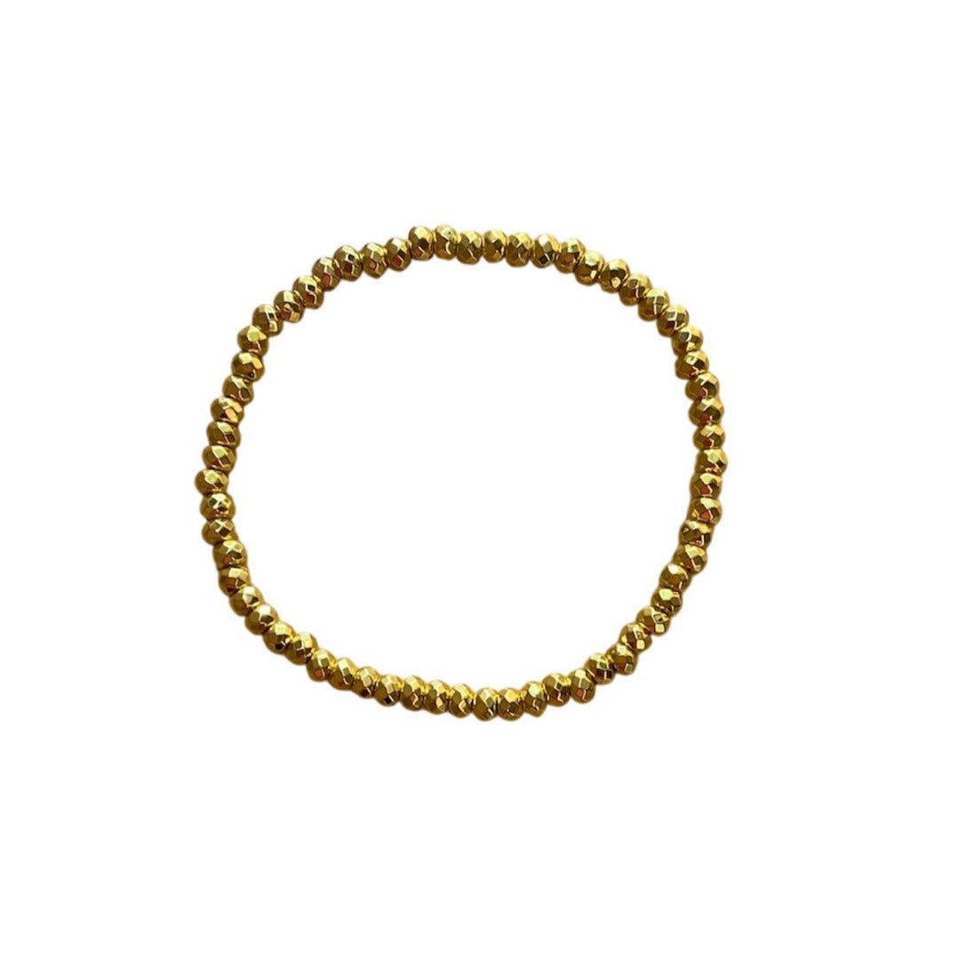 Healing Crystal Bracelet Hematite Plated Petite Rondelle Faceted Gold