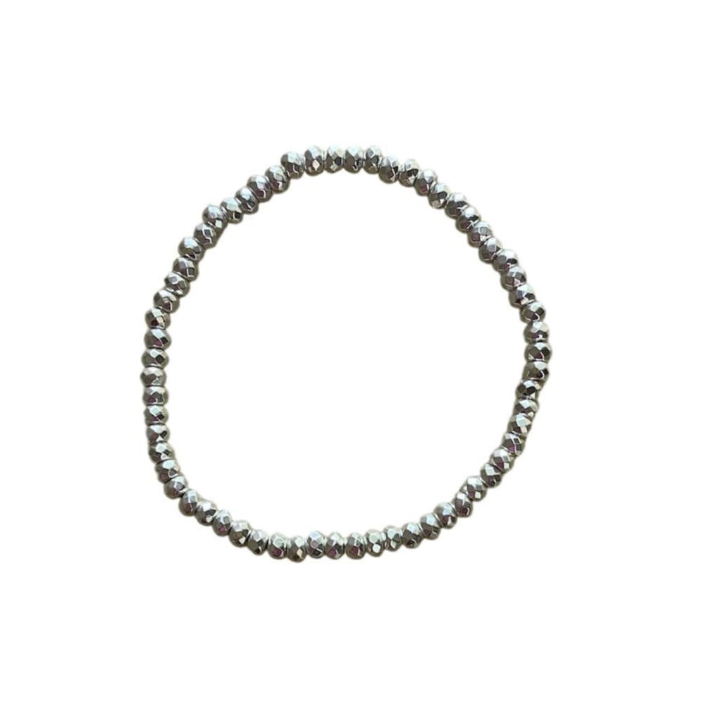 Healing Crystal Bracelet Hematite Plated Petite Rondelle Faceted