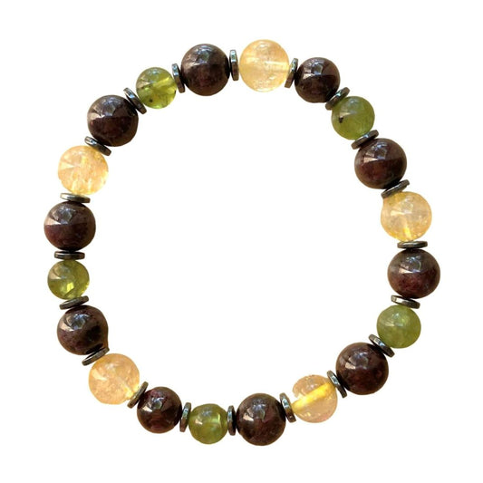 Healing Crystal Bracelets Success Manifestation Citrine, Peridot, Garnet
