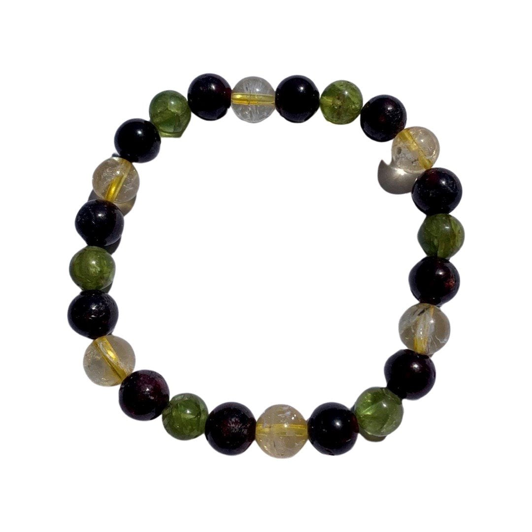 Healing Crystal Bracelet Success Manifestation Garnet, Citrine, Peridot