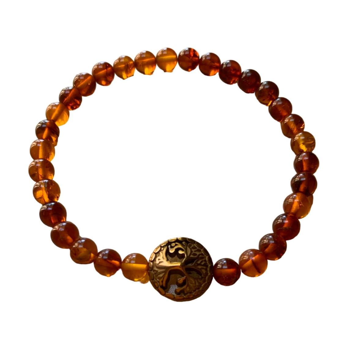 Healing Crystal Bracelets Amber 6mm Round Beads