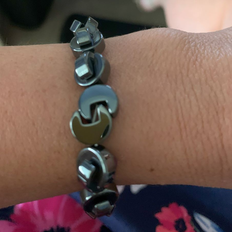 Healing Crystal Bracelets Hematite Chomper on Wrist