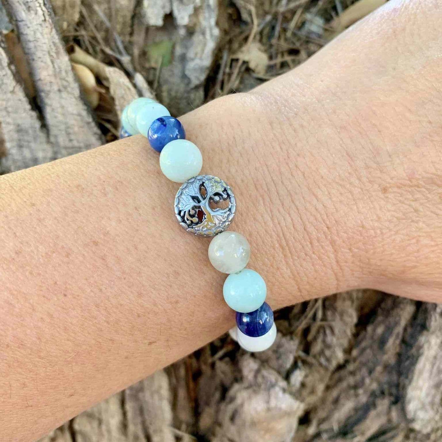 Honest Communication Bracelet 8 mm Blue Kyanite, Aquamarine, Amazonite
