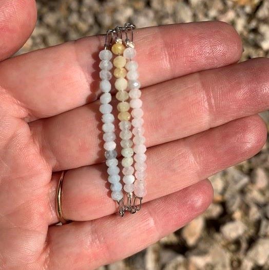 Healing Crystal Bracelets Morganite Color Choices: Blue, Yellow, Pink
