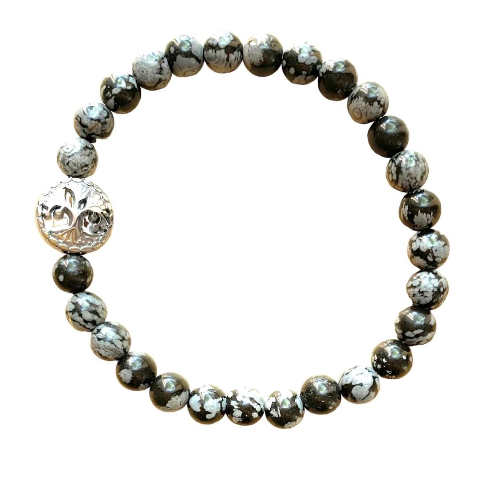 Healing Crystal Bracelets Snowflake Obsidian 6mm