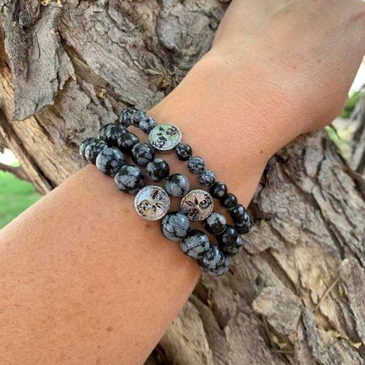 Healing Crystal Bracelets Snowflake Obsidian Tio