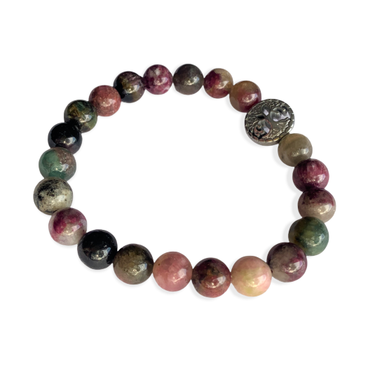 Healing Crystal Bracelets Watermelon Tourmaline 8 mm Round Beads
