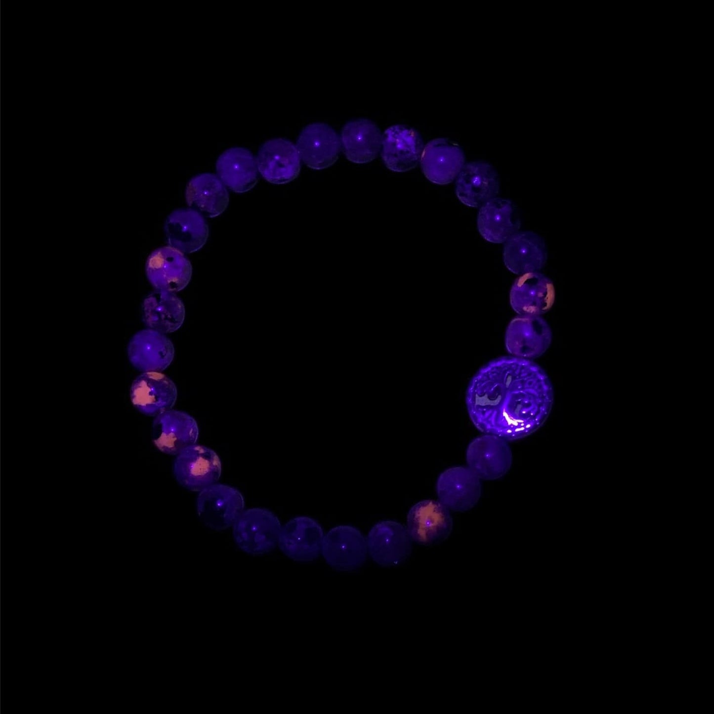 Yooperlite Bracelet 6 mm Round Beads - Naturally Glows in Black Light