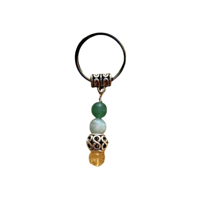 Crystal Key Chain Beaded Money Crystals and Bali Bead