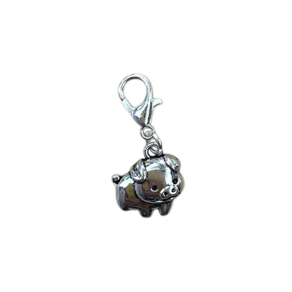 Pig Animal Guide Charm symbolizing abundance, joy, and gratitude, for boho necklaces and healing crystal bracelets.
