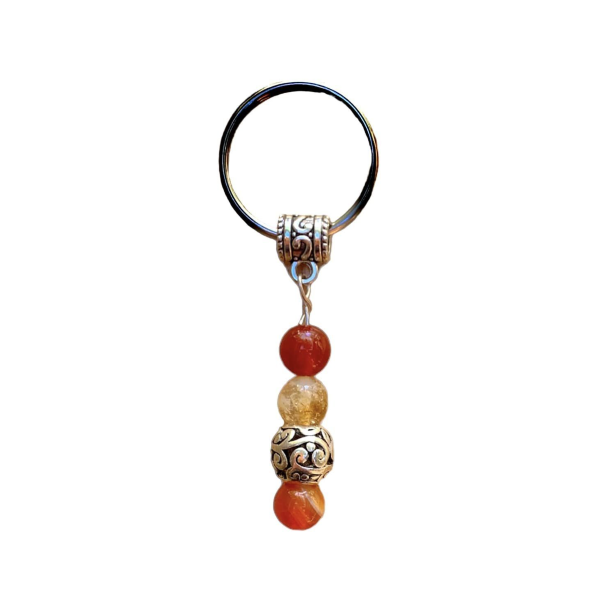 Crystal Key Chain Beaded Strength Crystals and Bali Bead