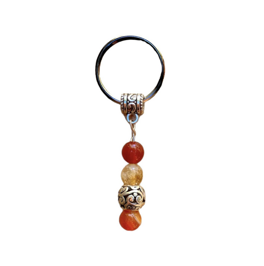 Crystal Key Chain Beaded Strength Crystals and Bali Bead