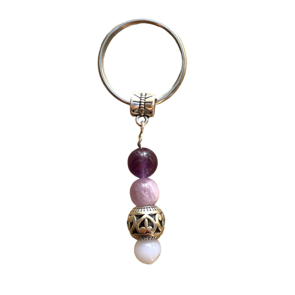 Crystal Key Chain Beaded Sweetness Crystals and Bali Bead