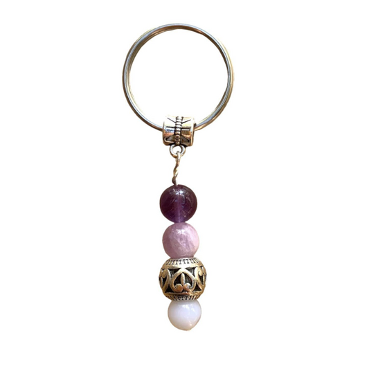 Crystal Key Chain Beaded Sweetness Crystals and Bali Bead