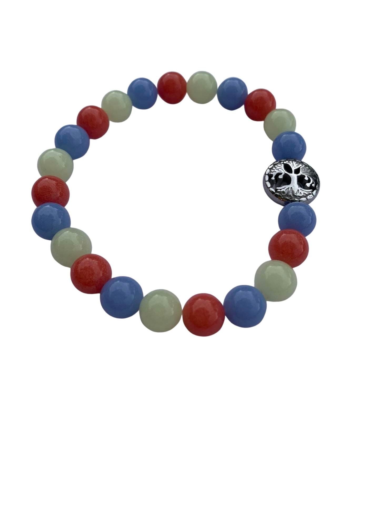 Aragonite Multi Bracelet 8 mm Round Beads - Naturally Glows in the Dark