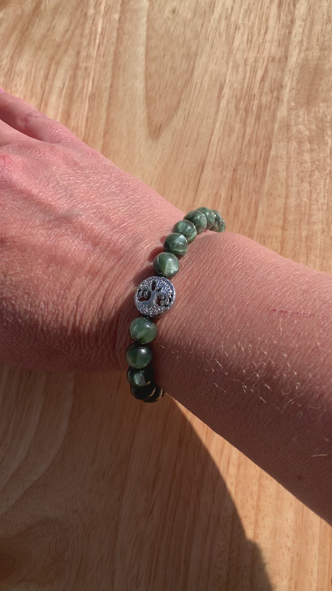 Healing Crystal Bracelets Serapinite in the Sun