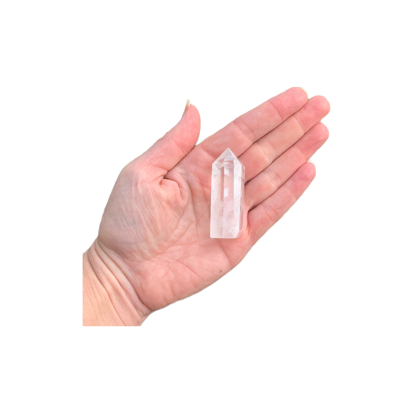 Stone Point Crystal Tower Clear Quartz with Hand for Scale 2 to 3 inches