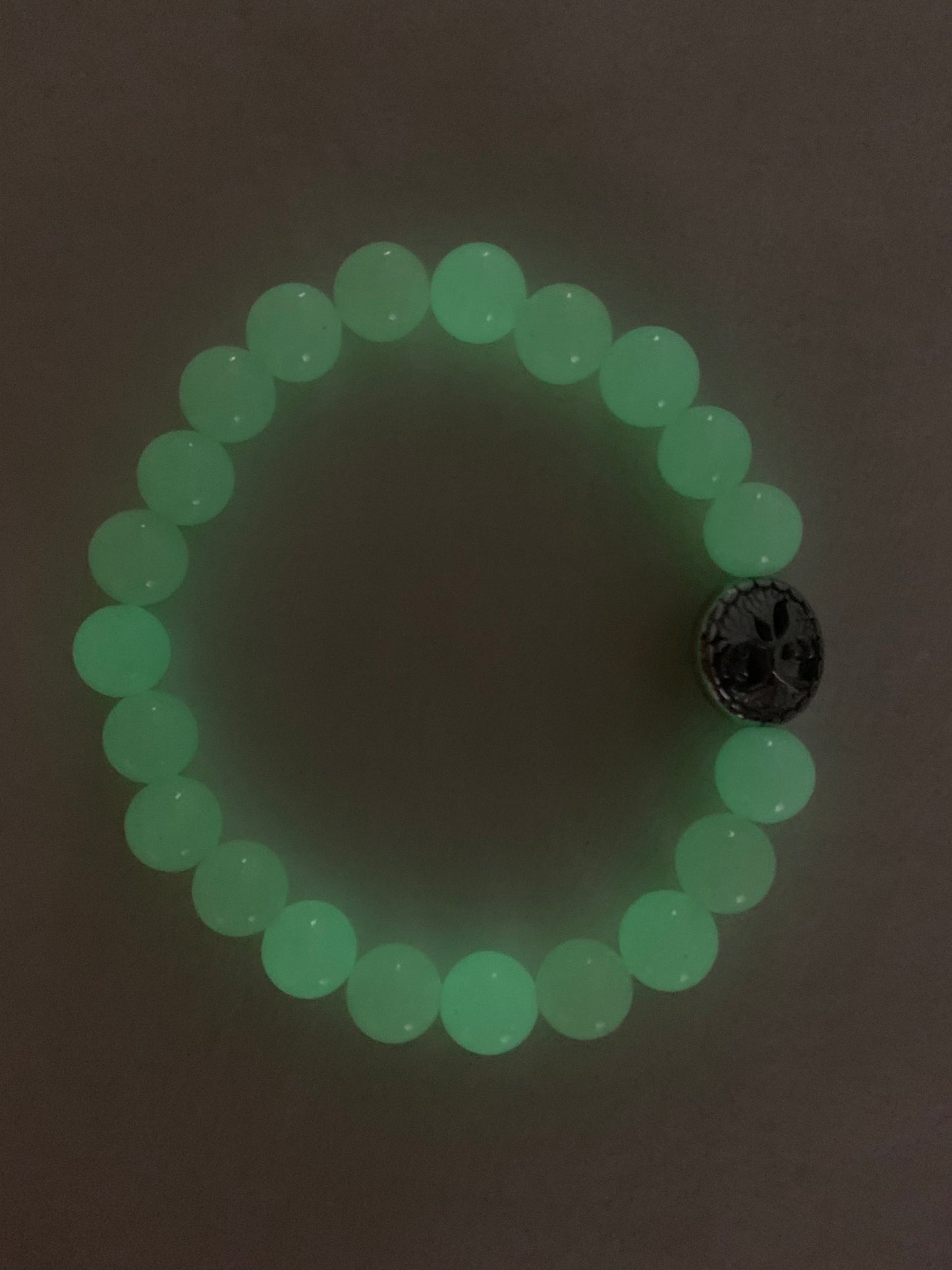 Aragonite Green/Yellow Bracelet 8 mm Round Beads - Naturally Glows in the Dark