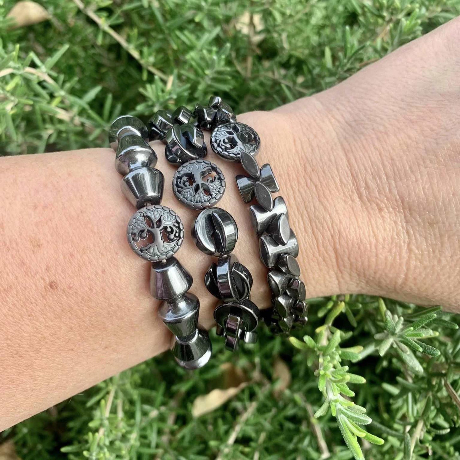 Healing Crystal Bracelet Hematite Bold Shapes