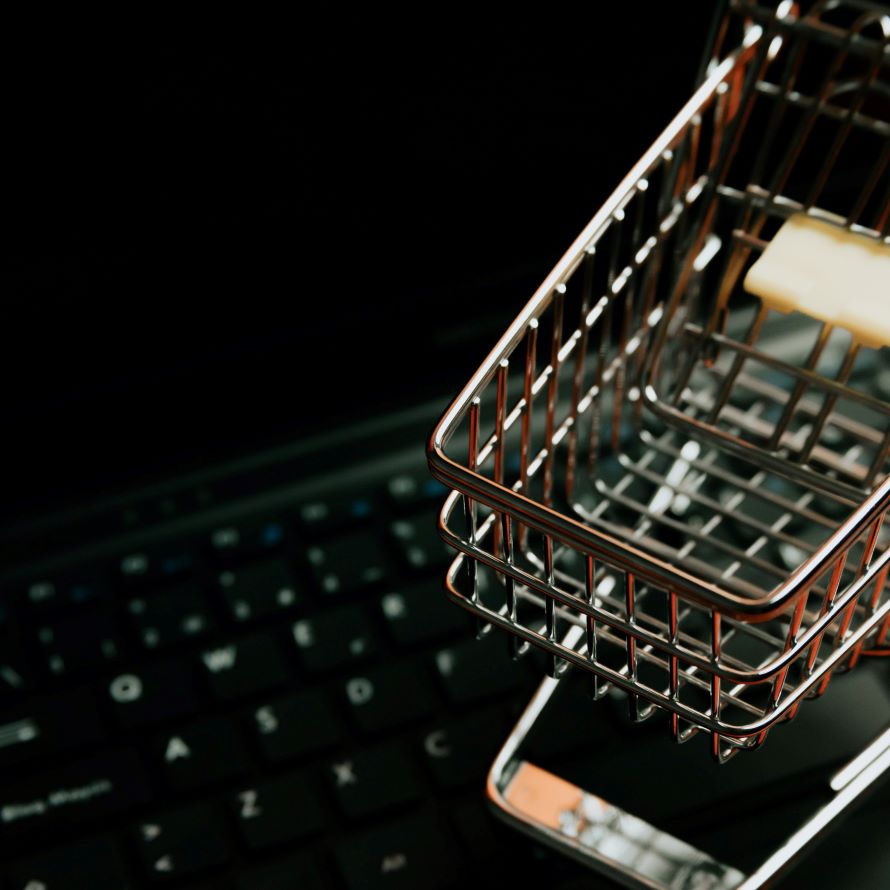 Shopping cart on keyboard