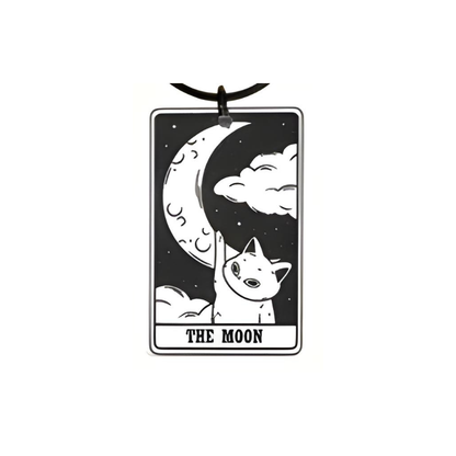 Illustration of a cat under a moon with 'The Moon' text on a white background