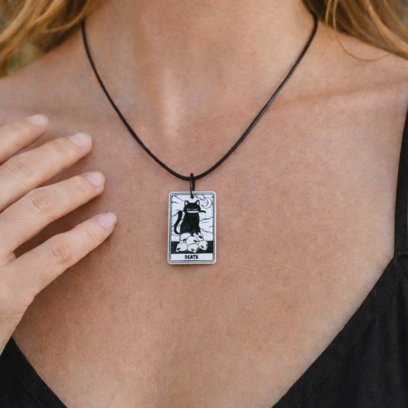 Tarot Card Necklaces - Black Cats