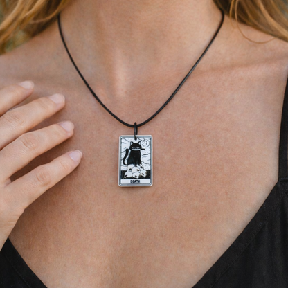 Tarot Card Necklaces - Black Cats