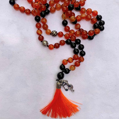 Athena Mala - Talent - Carnelian and Black Onyx