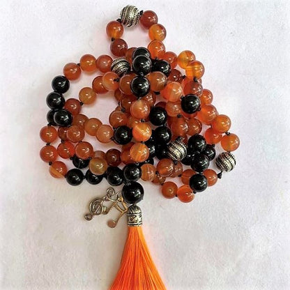 Athena Mala - Talent - Carnelian and Black Onyx