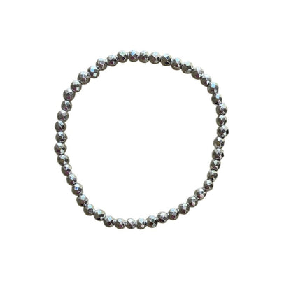 Healing Crystal Bracelets Hematite Dainty Round Faceted Silver