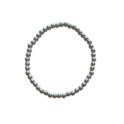 Healing Crystal Bracelet Hematite Dainty Smooth Round Beads Silver