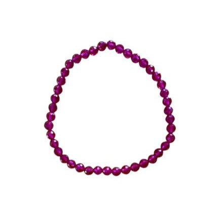 Ruby Bracelet 4 mm Faceted Round Beads