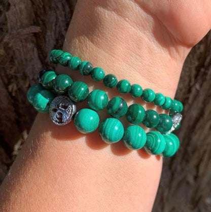 Healing Crystal Bracelets Malachite Trio of 3 Bracelets