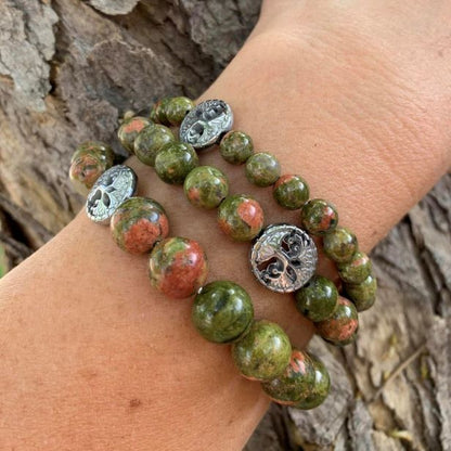 Healing Crystal Bracelets Unakite Trio of 3 Bracelets