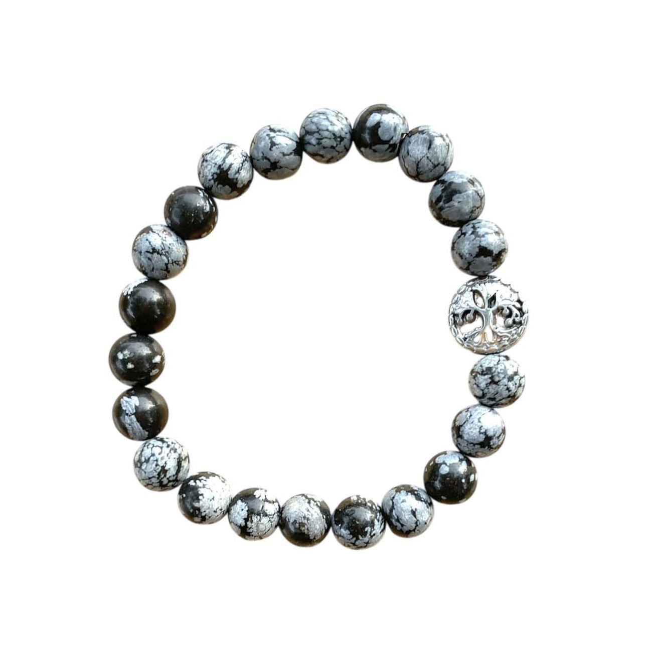 Healing Crystal Bracelets Snowflake Obsidian 8mm Beads