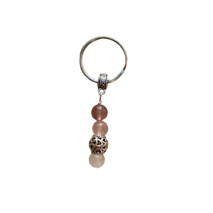 Crystal Key Chain Beaded Love Crystals and Bali Bead