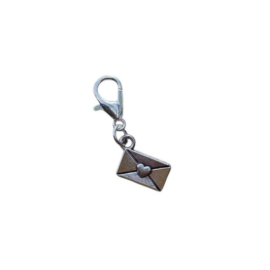 Love Letter Charm shaped like an envelope sealed with a heart, for spiritual jewelry necklaces and crystal charm bracelets.
