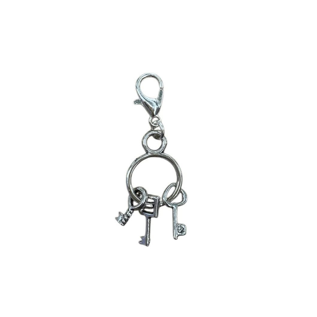 Keys on a Keyring Charm with movable keys, symbolizing magical transformation, for metaphysical necklaces and crystal bracelets.
