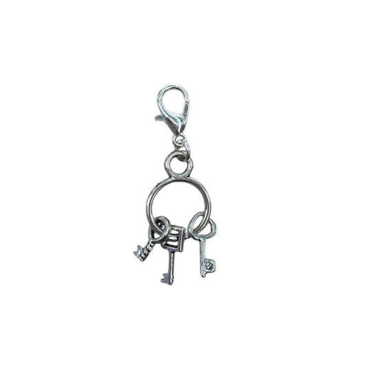 Keys on a Keyring Charm with movable keys, symbolizing magical transformation, for metaphysical necklaces and crystal bracelets.