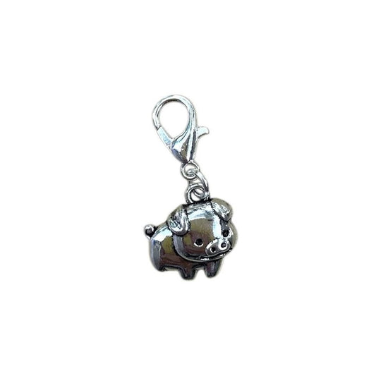 Pig Animal Guide Charm symbolizing abundance, joy, and gratitude, for boho necklaces and healing crystal bracelets.