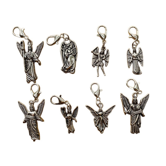 Wholesale Angel Charms bundle of 8 artisan made charms with angel names stamped on back, symbolizing guidance, love, and protection.