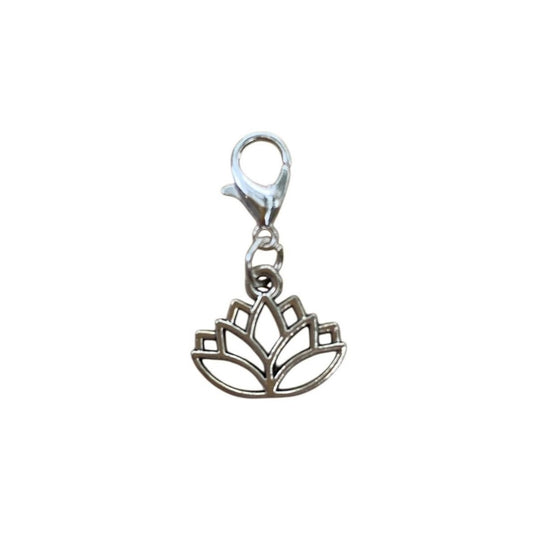 Classic lotus flower charm with layered petals, symbolizing purity and spiritual growth, for necklaces and bracelets.