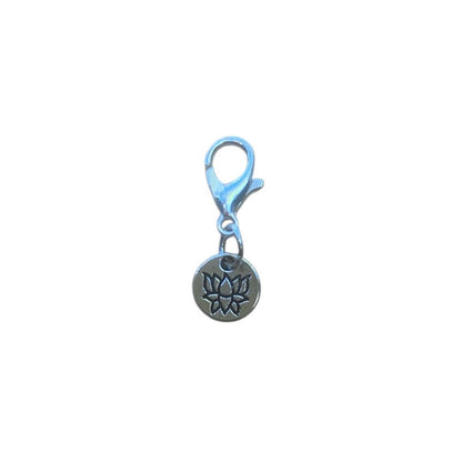 Tiny Lotus Coin Charm symbolizing purity, spiritual growth, and new beginnings, for metaphysical necklaces and healing crystal bracelets.