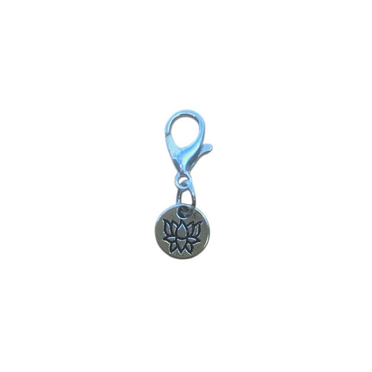 Tiny Lotus Coin Charm symbolizing purity, spiritual growth, and new beginnings, for metaphysical necklaces and healing crystal bracelets.