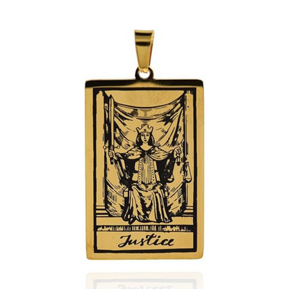 Tarot Card Necklace Gold Major Arcana Justice