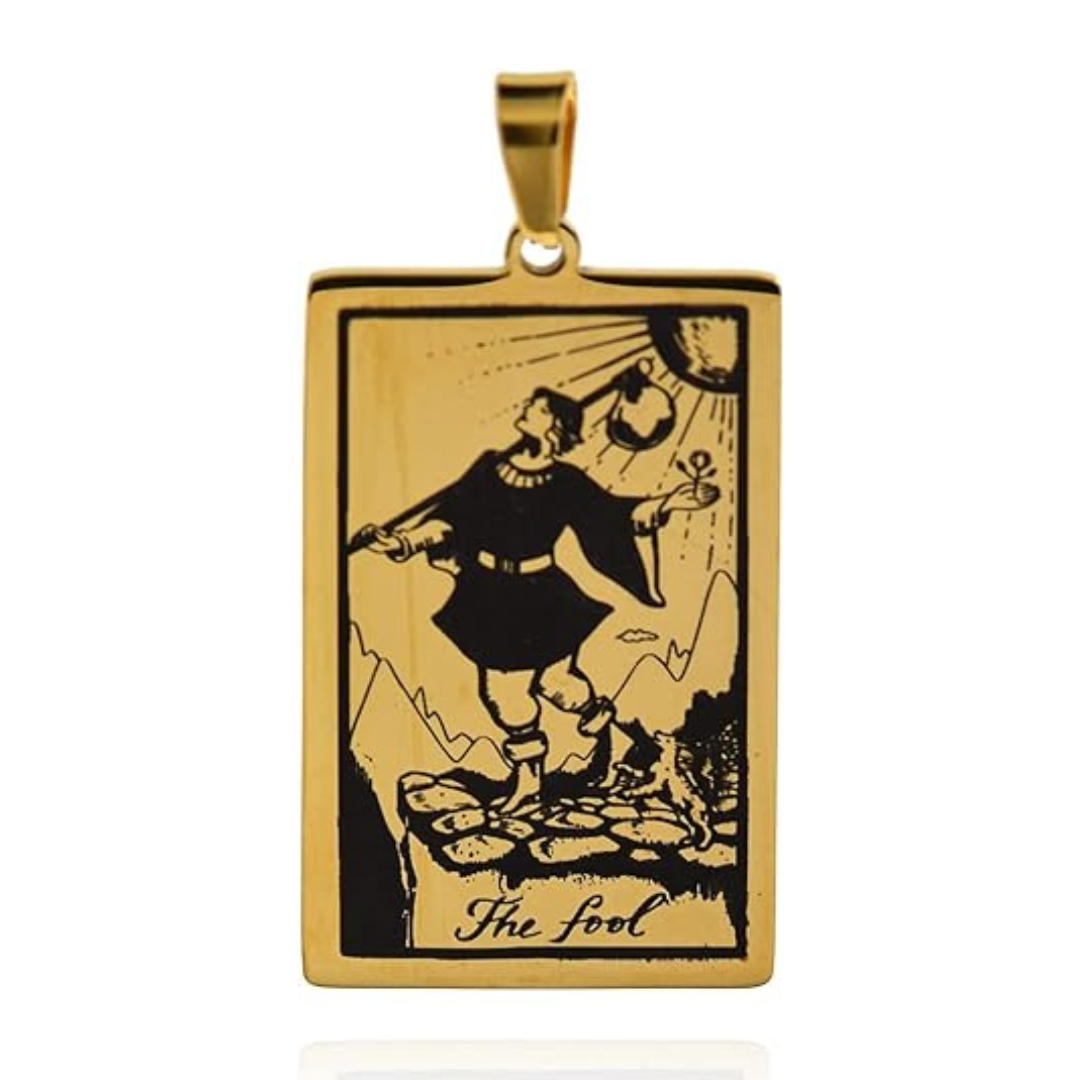 Tarot Card Necklace Gold Major Arcana The Fool