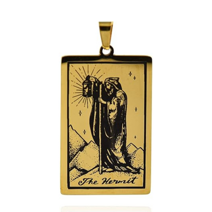 Tarot Card Necklace Gold Major Arcana The Hermit