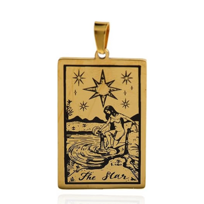 Tarot Card Necklace Gold Major Arcana The Star