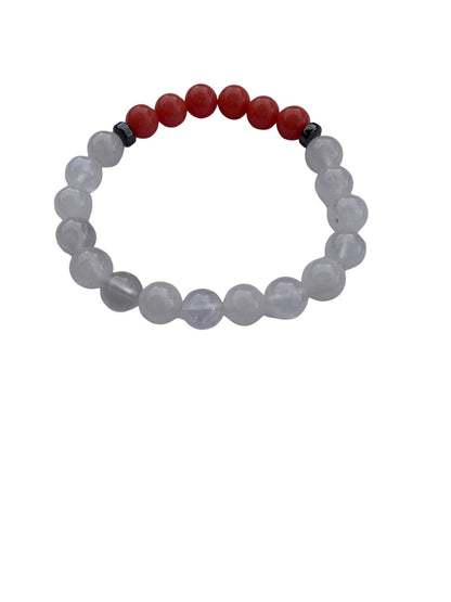 Aragonite Coral with Clear Quartz Bracelet 8 mm Round Beads - Naturally Glows in the Dark